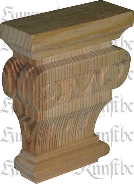 Holzapplikation antik, Verzierung, Kiefer, 65x85mm, Kapitell Holz, Holzzierteil antik, Holzkapitell, Kapitelle Holz